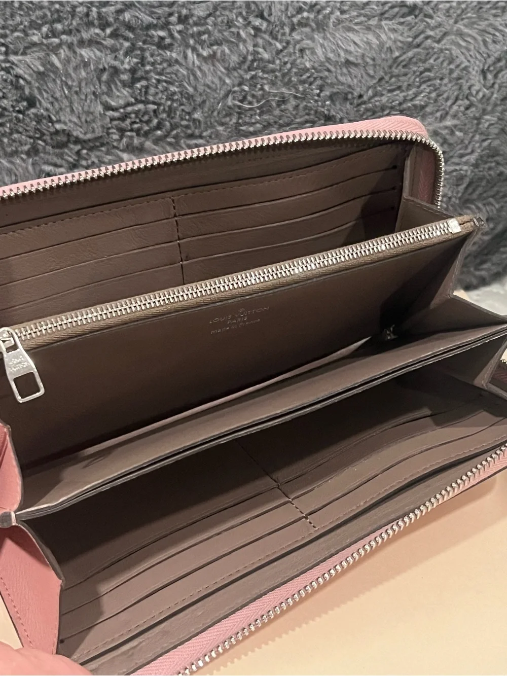 Louis Vuitton Pink Leather Large Zippy Wallet